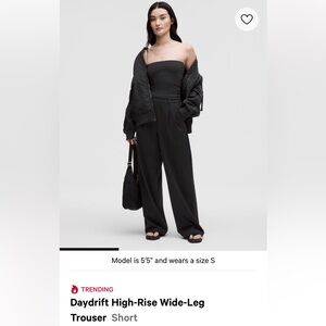 lululemon athletica Black Day Drift Wide Leg pants, Medium, short